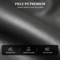 HOMCOM Fotoliu Relax Reclinabil Manual 155° cu Suport pentru Picioare, din Piele Ecologică PU, pentru Living și Dormitor, Gri Închis(m-6)