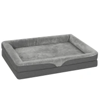 PawHut Cama para Perros Medianos Cama para Gatos Colchón para Perros con Base Antideslizante Funda Lavable 91x68x16 cm Gris(m-1)