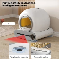 Self-Cleaning Cat Litter Box with App Control and Odor Eliminator, Automatic Cat Litter Tray for Multi-Cat Households, 48L x 52W x 50.5H cm, White(m-4)