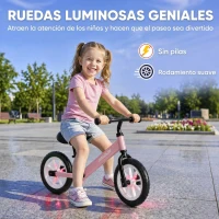 AIYAPLAY Bicicleta de Equilibrio para Niños de 2 a 5 Años con Ruedas Luminosas y Silenciosas Asiento y Manillar Ajustables Rosa(m-4)
