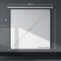 HOMCOM Ecran Proiector Motorizat de 120" cu Telecomandă, din Plastic și Metal, 236,5x8x236,5 cm, Alb(m-3)