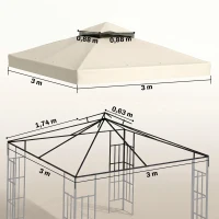 Outsunny Toldo de Substituição para Pérgola 3x3 m Toldo de Substituição com Teto Duplo Proteção UV 30+ Toldo para Pérgola Creme(m-3)