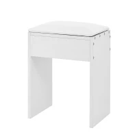Modern Vanity Desk with Padded Stool and 2 Storage Cabinets, Makeup Dressing Table with Adjustable LED Mirror, 110L x 40W x 132H cm, White(m-15)