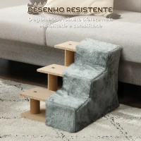 PawHut Escada para Animais de Estimação com 3 Degraus 2 em 1 com Capa Removível e Lavável Escada para Cães Gatos 35x46x35 cm Cinza(m-6)