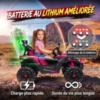 AIYAPLAY Voiture Electrique Enfants UTV 24V 2 Places, 2 Moteurs 120W, Batterie Lithium, 4-6km/h, Télécommande, 3-8 Ans, Rose(m-4)