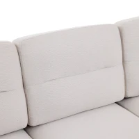 L-Shaped Sectional Sofa with Movable Chaise and Storage Pockets, Modern 3-Seater Corner Sofa for Living Room, 204L x 136W x 80H cm, Beige(m-8)