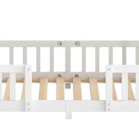 AIYAPLAY Wooden Kids House Single Bed Frame, Solid Pine Wood Toddler Bed with Dual Guardrails for Children, Boys, Girls, White(m-12)