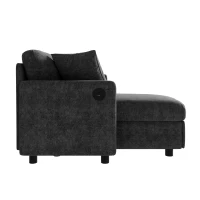 Modern Chenille L-Shaped Sectional Sofa with Storage Chaise Lounge, Soft Convertible Sleeper Couch with 2 Cushions, 200L x 130.5W x 83.5H cm, Gray(m-10)