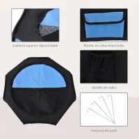 PawHut Parque Plegable para Perros y Gatos Corralito Portátil para Animales Pequeños Impermeable de Tela Oxford Ø90x41 cm Azul(m-5)