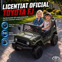 AIYAPLAY Mașină Electrică pentru Copii, Off-Road 24V cu 2 Locuri, Verde Închis(m-4)