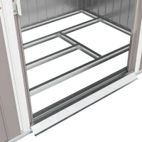 Outsunny Cobertizo de Jardín Exterior 2,42 m² 213x130x172 cm con Puerta Corredera Techo Inclinado Base y 2 Ventanas Gris Claro(m-14)