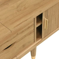 Rustic TV Cabinet with Sliding Doors, Spacious Media Storage Unit for Living Room, 175L x 38W x 45H cm, Wood(m-6)