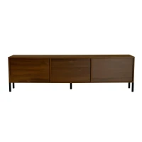 Modern TV Cabinet with Wave-Shaped Doors, Minimalist Media Console for Living Room, 160L x 35W x 46H cm, Natural(m-8)