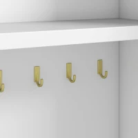 HOMCOM Kaptafel met LED-spiegel, 2 lades, open vakken en 8 haken, wit(m-9)
