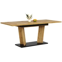 Modern Extendable Dining Table with Grooved Support Legs, Space-Saving Kitchen Table for Flats and Dining Rooms, 120L x 80W x 76H cm, Oak(m-11)