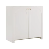 Modern Wooden Buffet Sideboard Storage Cabinet with 2 Doors, Freestanding Kitchen Cupboard with Adjustable Shelf, 80L x 40W x 80H cm, White(m-15)