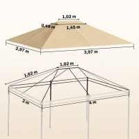 Outsunny Toile de remplacement pour pavillon tonnelle tissu polyester haute densité 180 g/m² anti-UV 3 x 4 m(m-3)