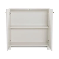 Modern Wooden Buffet Sideboard Storage Cabinet with 2 Doors, Freestanding Kitchen Cupboard with Adjustable Shelf, 80L x 40W x 80H cm, White(m-14)