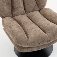 HOMCOM Loungestoel met hocker, 360° draaibaar, van fluweellook met druppelstructuur, in hoogte verstelbare voetenbank, bruin(m-11)