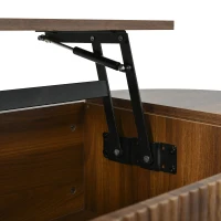 Vintage-Style Oval Coffee Table with Lift-Top and Storage, Multifunctional Storage Table for Living Room, 100L x 48W x 53.5H cm, Walnut(m-7)