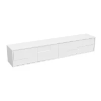High-Gloss TV Lowboard with Handleless Fronts, 3 Doors and 2 Drawers, Storage Unit for Wall-Mount or Freestanding, 167L x 30W x 30H cm, White(m-12)
