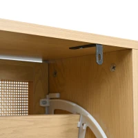 Modern Rattan Shoe Cabinet with 4 Flip Drawers, Space-Saving Storage Organiser Cupboard with Adjustable Shelves, 100L x 25W x 90.5H cm, Light Oak(m-13)