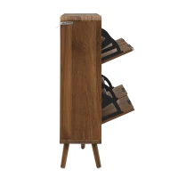 Modern Shoe Cabinet with Double-Tier Flip Doors, Space-Saving Hallway Organizer for Up to 24 Pairs, 105L x 24W x 90H cm, Walnut(m-9)