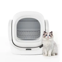 Self-Cleaning Cat Litter Box with App Control and 8L Waste Bin, Automatic Cat Litter Tray for One to Two Cats, 53L x 45.5W x 56.5H cm, White(m-11)