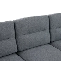 L-Shaped Sectional Sofa with Movable Chaise and Storage Pockets, Modular 3-Seater Corner Sofa for Living Room, 204L × 136W × 80H cm, Grey(m-9)