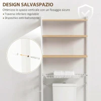HOMCOM Mobile Sopra WC, Scaffale Salvaspazio 3 Ripiani, Rovere e Bianco(m-7)