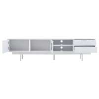 Modern Minimalist TV Cabinet with Cable Management, Sideboard with 2 Doors, 2 Drawers and 1 Open Shelf, 200L x 40W x 50.5H cm, White(m-11)