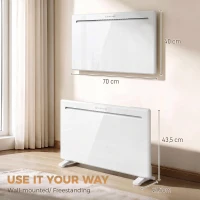 HOMCOM Calefactor Eléctrico Inteligente de Pared o Independiente 1500 W Temporizador Semanal Wifi Ventana Abierta y Antihielo(m-3)