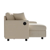 Modern Chenille U-Shaped Sectional Sofa with 2 Storage Chaise Lounges, Soft Convertible Sleeper Couch with 2 Square Cushions, 260L x 128W x 82H cm, Beige(m-9)
