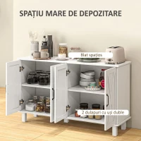 HOMCOM Mobilă Multifuncțională din MDF cu 4 Niveluri, 2 Rafturi Reglabile și 5 Picioare de Susținere, 120x37x75 cm, Albă(m-4)