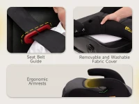 I-Size Booster Seat with ISOFIX and ECE R129, Car Seat with Washable Cover and Cup Holder for Children 125-150 cm, 40L x 42W x 17H cm, Black(m-7)