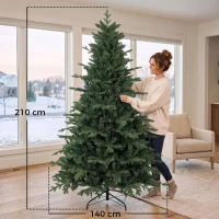 HOMCOM Árbol de Navidad Artificial 210 cm con 2080 Ramas Ignífugas Ramas Automáticas y Soporte Metálico Verde(m-3)