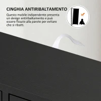 HOMCOM Mobile Bagno con 4 Cassetti, Armadietto a 2 Livelli e Maniglie Ritagliate, in Legno, 54x29x83 cm, Nero(m-7)