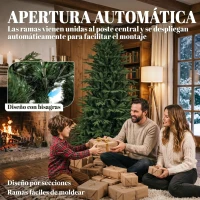HOMCOM Árbol de Navidad Artificial 210 cm con 2080 Ramas Ignífugas Ramas Automáticas y Soporte Metálico Verde(m-6)