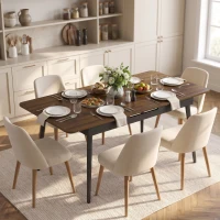 HOMCOM Masă extensibilă de dining, 130-160 cm, finisaj nuc deschis(m-10)