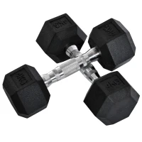 HOMCOM 2x4kg Rubber Dumbbell Sports Hex Weights Sets Home Gym Fitness Hexagonal Dumbbells Kit Weight Lifting Exercise(m-10)
