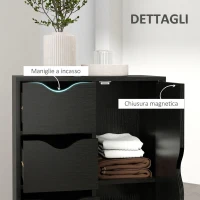 HOMCOM Mobile Bagno con 4 Cassetti, Armadietto a 2 Livelli e Maniglie Ritagliate, in Legno, 54x29x83 cm, Nero(m-6)