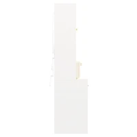 Modern Kitchen Cabinet with App-Controlled RGB LED, Storage Cabinet with Roll-Out Shelves and Glass Doors, 120L x 40W x 187H cm, White(m-9)