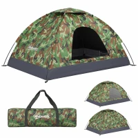 Outsunny 2 Person Camping Tent, Dome Tent with Zipped Doors, Storage Pocket, Portable Handy Bag, Multicoloured(m-1)