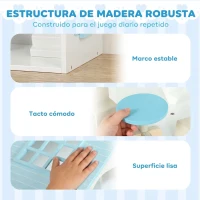 AIYAPLAY Casa de Muñecas de Madera de 3 Pisos con Ascensor y Balcón 5 Habitaciones y 13 Muebles para Niños de 3 a 6 Años Azul(m-7)
