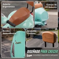 AIYAPLAY Moto Eléctrica para Niños Licencia Mini Vespa GTS 2 Ruedas Auxiliares Batería de Litio Faro Bocina Respaldo Verde(m-7)