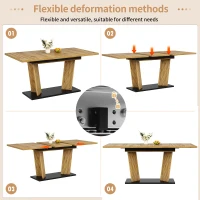 Modern Extendable Dining Table with Grooved Support Legs, Space-Saving Kitchen Table for Flats and Dining Rooms, 120L x 80W x 76H cm, Oak(m-5)