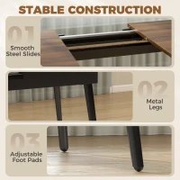 HOMCOM Table à Manger Extensible Rectangle pour 4 à 6 Personnes, Table de Cuisine 130-160 cm avec Coins Arrondis, Noyer Clair(m-8)