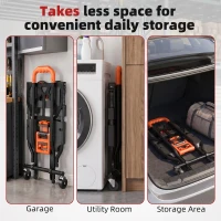 HOMCOM Steel 2-in-1 Folding Hand Truck on Wheels,  Foldable Trolley with Foldable Base, 120kg, Black and Orange(m-6)