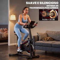 SPORTNOW Bicicleta Estática para Casa com Bluetooth, Volante de Inércia de 6 kg, Ecrã LCD, Assento e Guiador Ajustáveis, Suporte para Telemóvel(m-6)