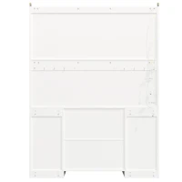 Modern Kitchen Cabinet with App-Controlled RGB LED, Storage Cabinet with Roll-Out Shelves and Glass Doors, 120L x 40W x 187H cm, White(m-10)